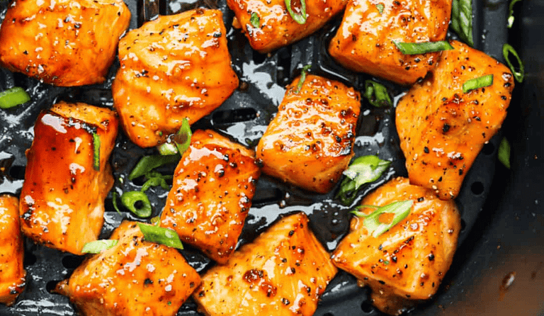 Honey Garlic Air Fryer Salmon Bites